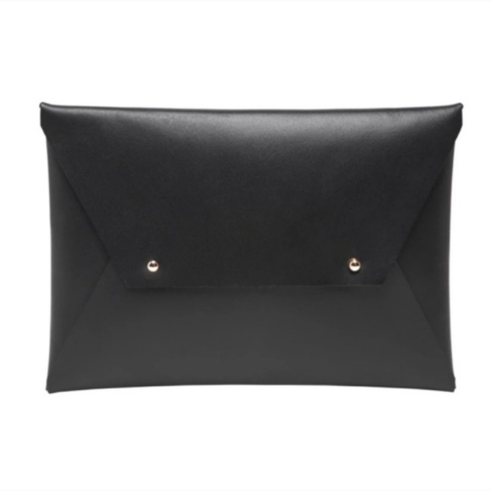 Black Envelope Clutch in Vegan Leather by Tribe Alive NEW